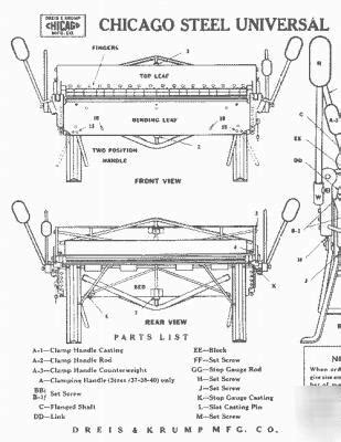 chicago sheet metal brake parts|Chicago dreis and krump manuals.